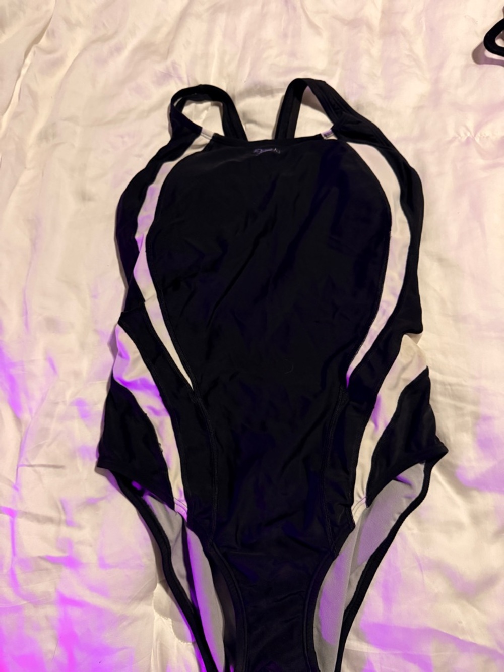 Speedo Black One-Piece Swimsuit with White Panels